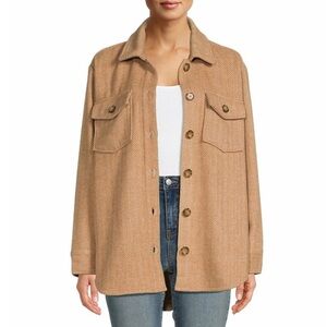 Time and Tru Women’s XXXL Tan Brushed Herringbone Shacket jacket flannel